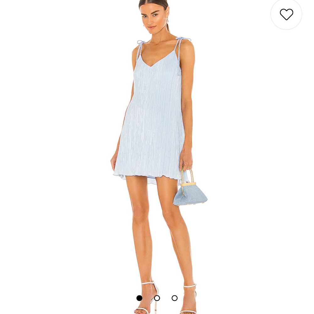 Mini Pleated Tie Strap Slip Dress in Pleated Blue